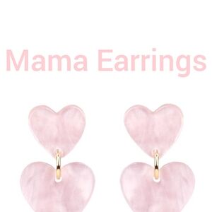 Pink Heart "Mama" Inscription Earrings